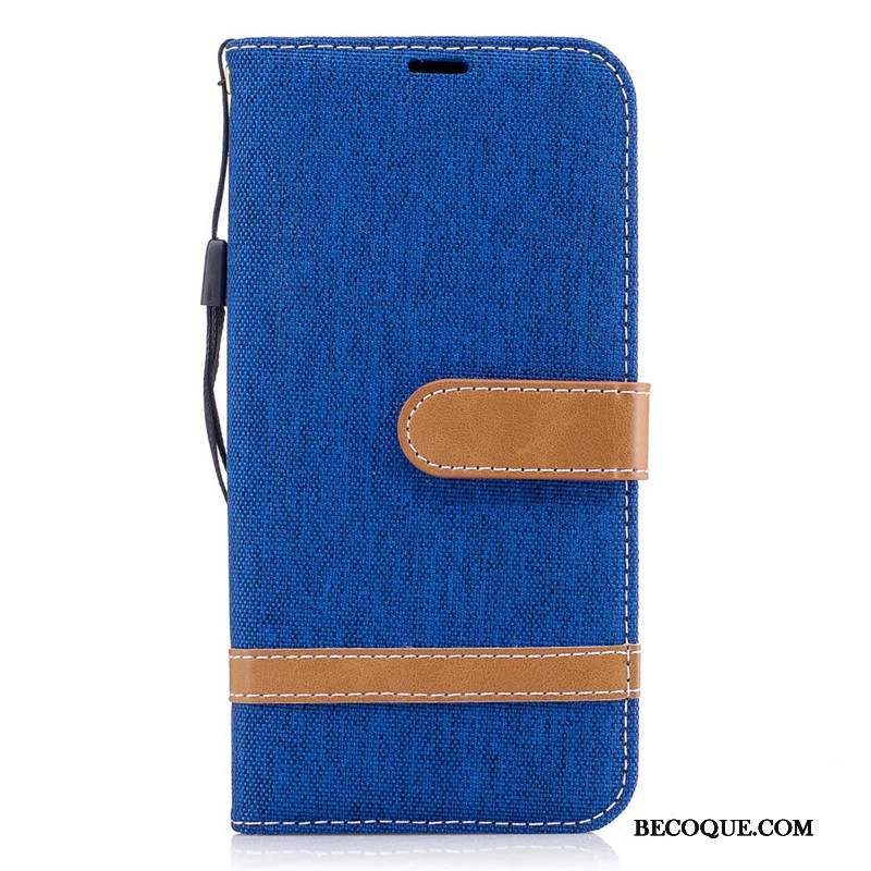 Samsung Galaxy J5 2017 Coque En Denim Portefeuille Étui Paon Étui En Cuir Bleu