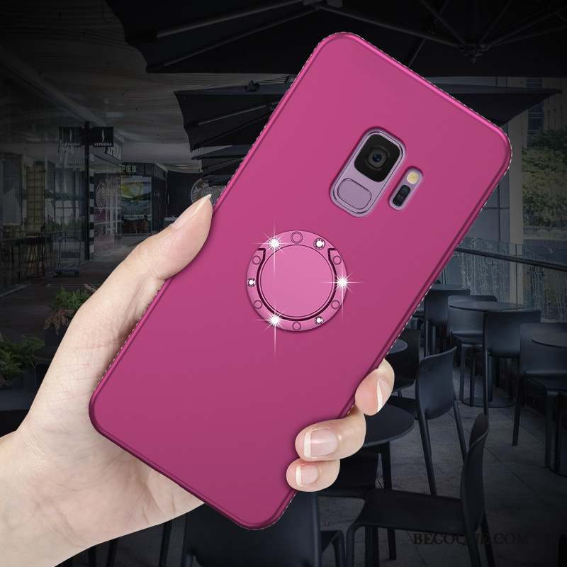 Samsung Galaxy J6 Silicone Strass Violet Fluide Doux Coque De Téléphone Anneau