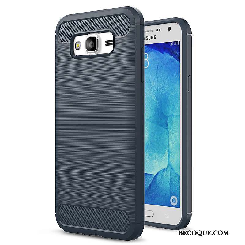 Samsung Galaxy J7 2015 Bleu Coque Protection Étui Fluide Doux Téléphone Portable