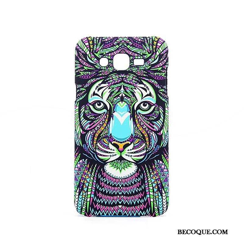 Samsung Galaxy J7 2015 Coque Bleu Délavé En Daim Lumineuses Animal Dessin Animé Vert