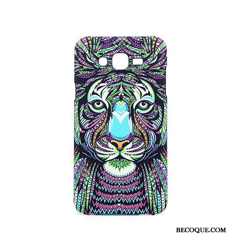 Samsung Galaxy J7 2015 Coque Bleu Délavé En Daim Lumineuses Animal Dessin Animé Vert