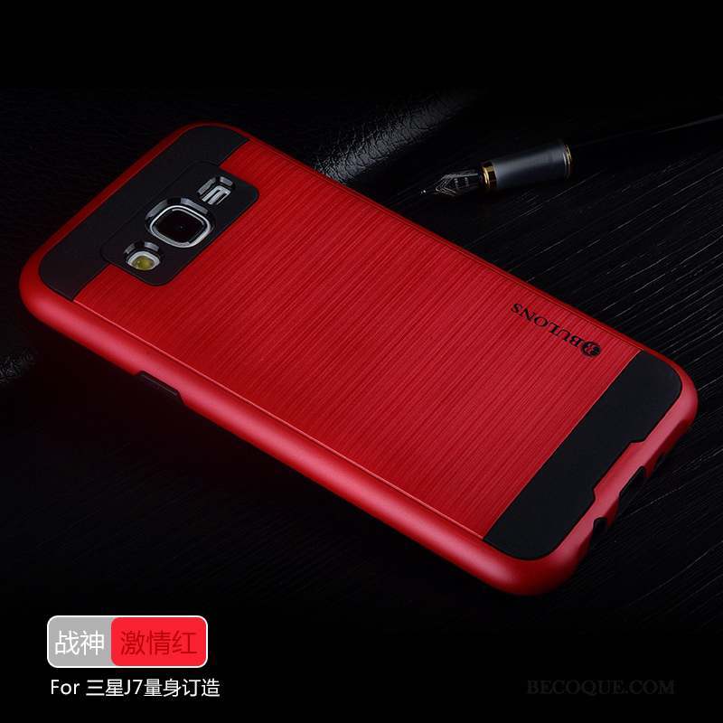Samsung Galaxy J7 2015 Coque De Téléphone Personnalité Incassable Rouge Téléphone Portable Protection
