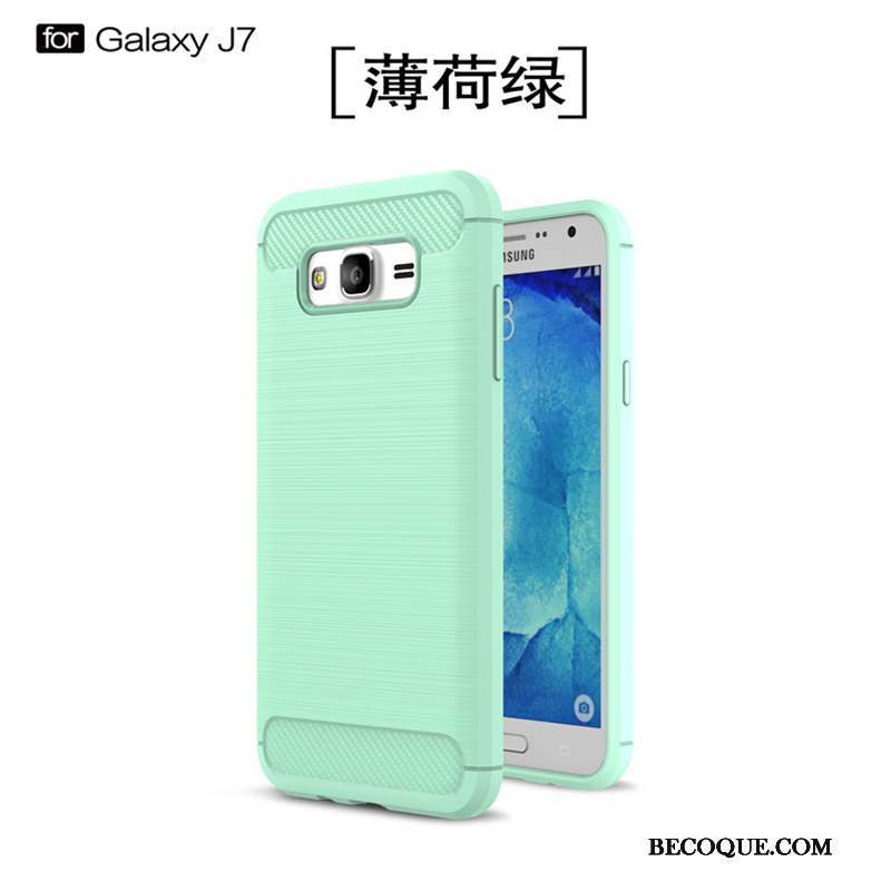 Samsung Galaxy J7 2015 Coque Incassable Fluide Doux Nouveau Protection Vert Tout Compris