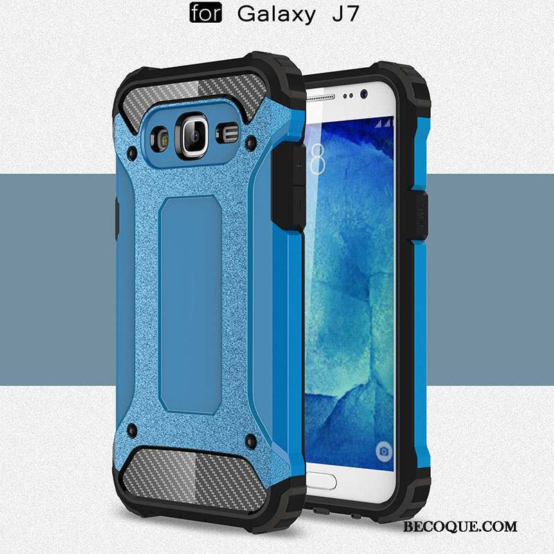Samsung Galaxy J7 2015 Incassable Protection Bleu Fluide Doux Coque De Téléphone Silicone