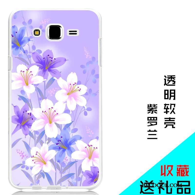 Samsung Galaxy J7 2015 Téléphone Portable Coque De Téléphone Protection Silicone Transparent Violet