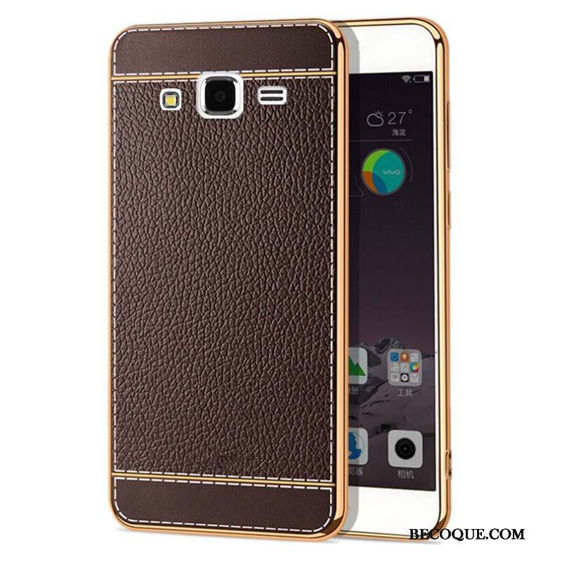 Samsung Galaxy J7 2015 Téléphone Portable Silicone Placage Protection Coque De Téléphone Cuir