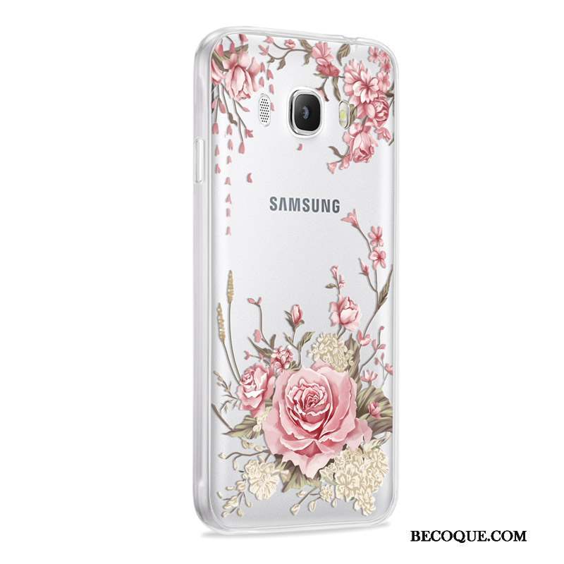 Samsung Galaxy J7 2016 Coque Incassable Rose Étui Gris Fluide Doux Silicone