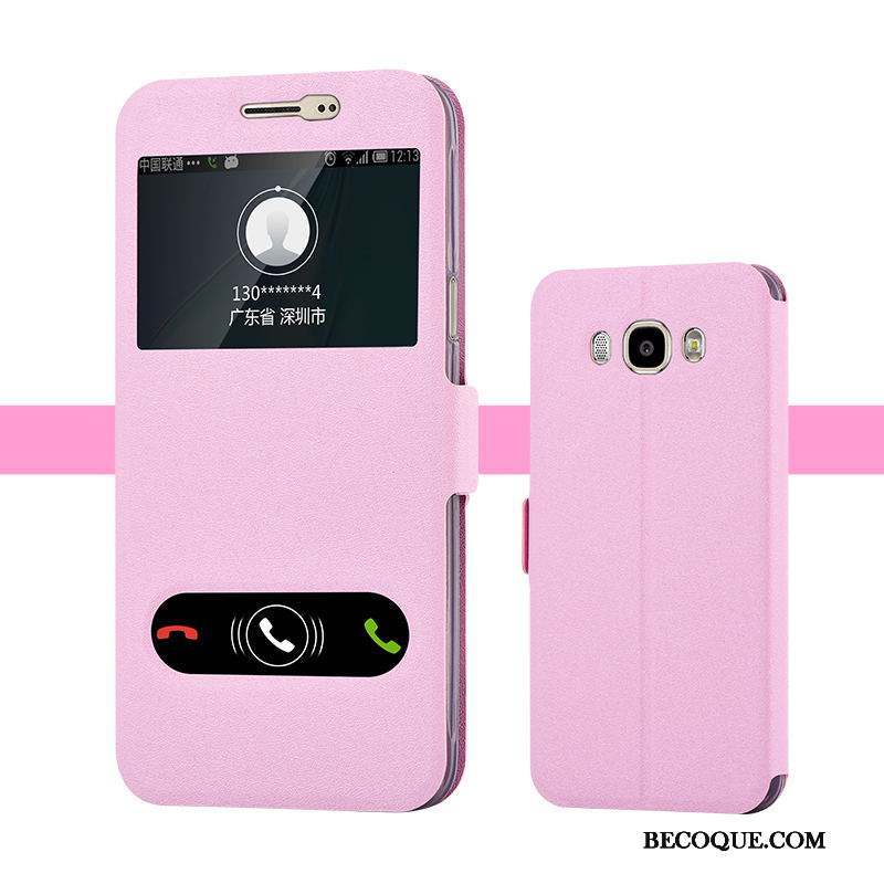 Samsung Galaxy J7 2016 Coque Rose Étui En Cuir Tendance Téléphone Portable Housse Protection