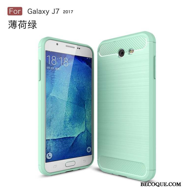Samsung Galaxy J7 2017 Coque De Téléphone Fluide Doux Étui Modèle Fleurie Téléphone Portable Vert