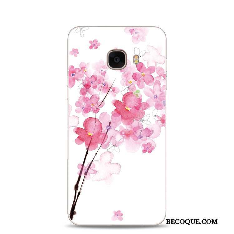 Samsung Galaxy J7 2017 Coque De Téléphone Rouge Rose Gaufrage Support Fleur De Pêche