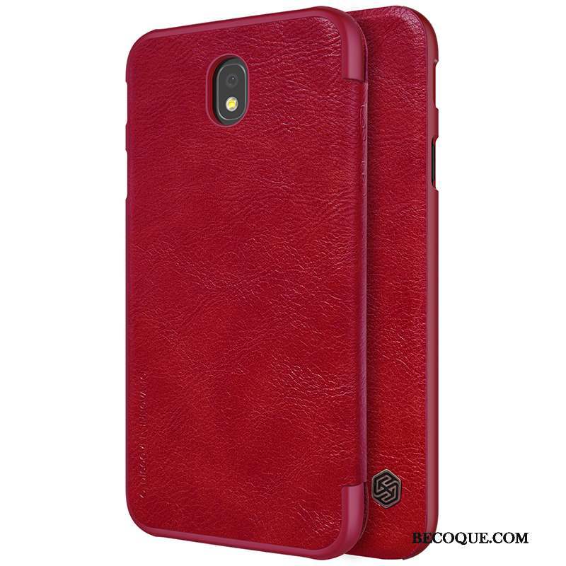 Samsung Galaxy J7 2017 Coque Étui Téléphone Portable Rouge Protection Housse Étui En Cuir