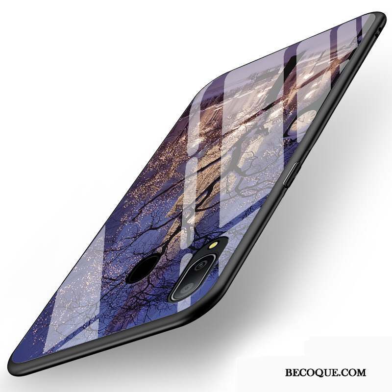 Samsung Galaxy M20 Coque Personnalité Europe Verre Violet Incassable Créatif