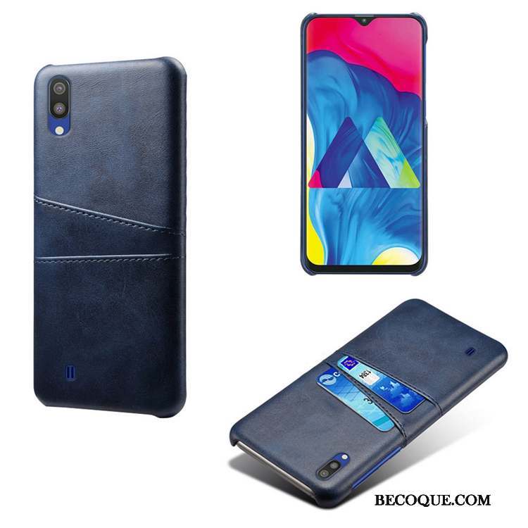 Samsung Galaxy M20 Coque Petit Cuir Modèle Fleurie Étui Bleu Protection