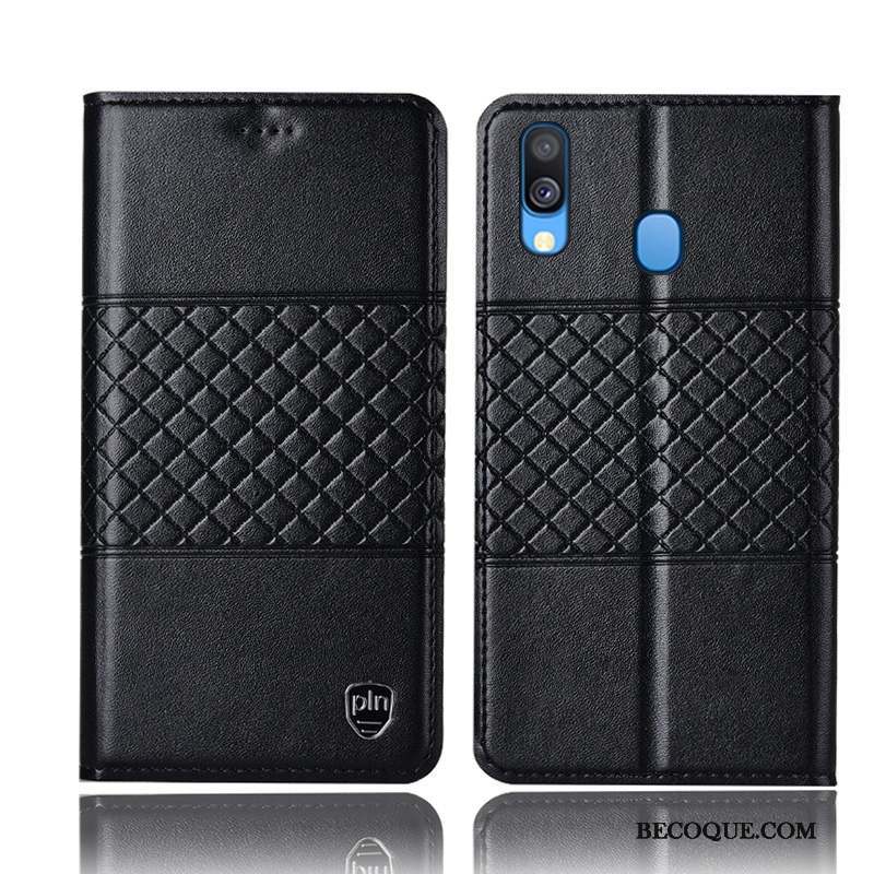 Samsung Galaxy M20 Étui En Cuir Coque De Téléphone Housse Protection Noir Incassable