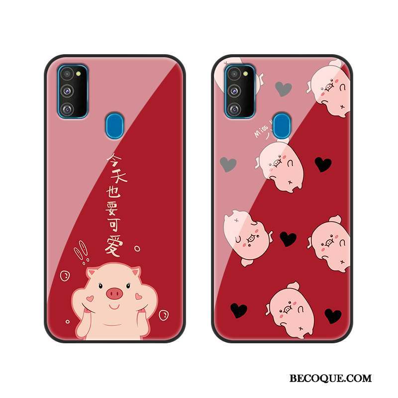 Samsung Galaxy M30s Coque Tout Compris Dessin Animé Léopard Rouge Protection Silicone