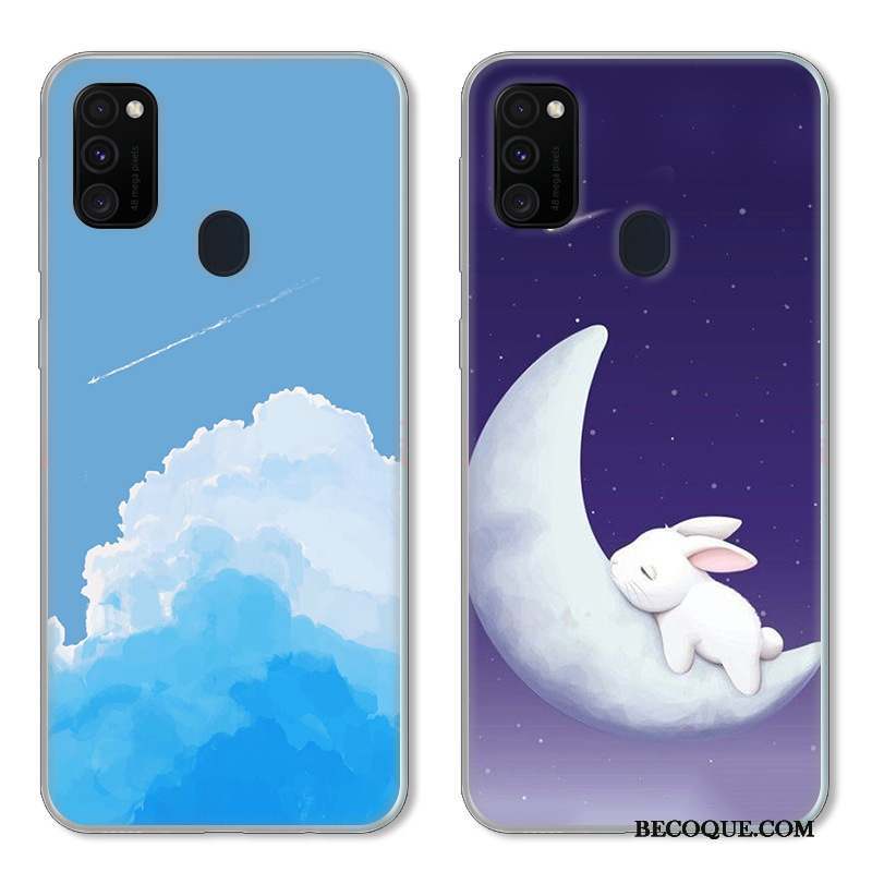 Samsung Galaxy M30s Protection Coque De Téléphone Petit Bleu Tendance Frais