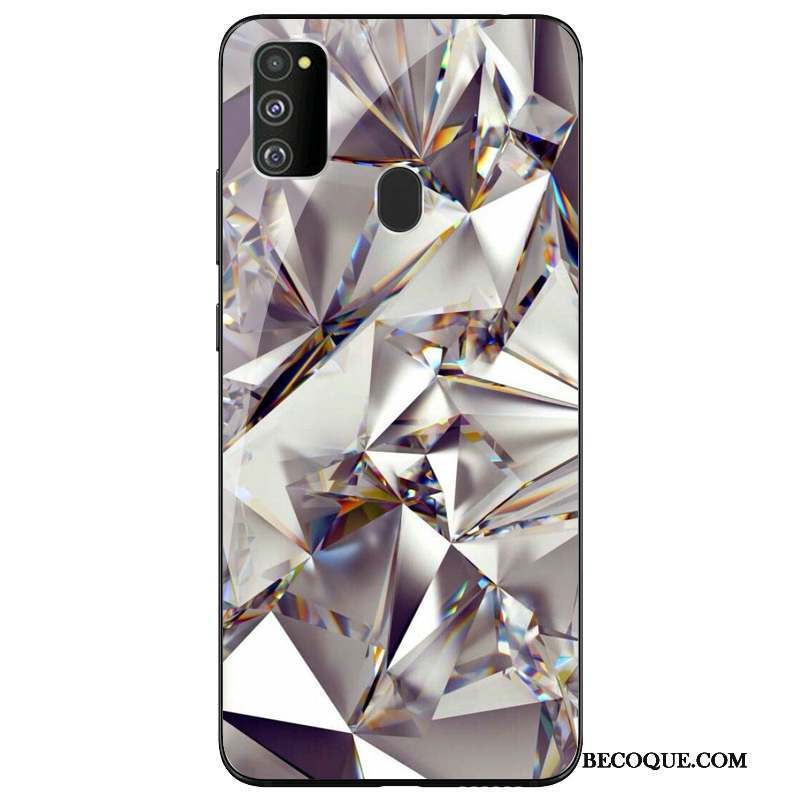 Samsung Galaxy M30s Silicone Incassable Tout Compris Coque De Téléphone Verre Argent