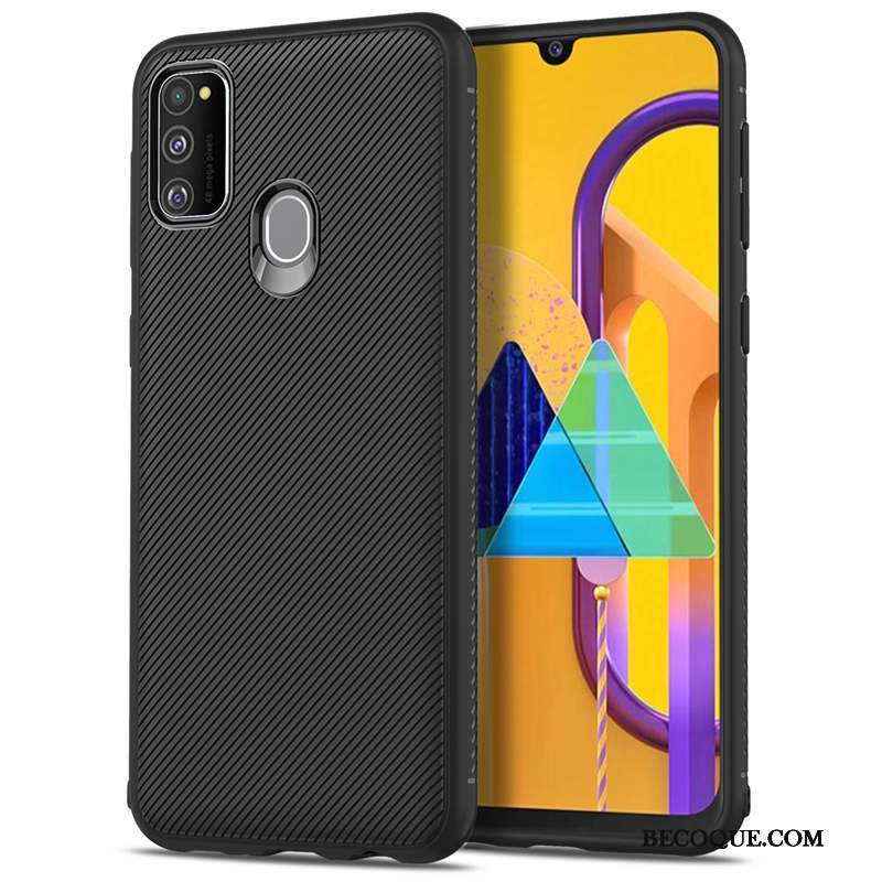 Samsung Galaxy M30s Étui Coque De Téléphone Tendance Membrane Fluide Doux Noir