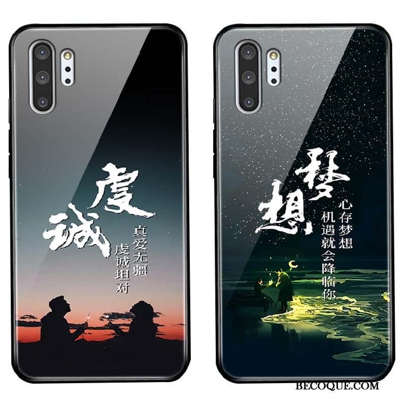 Samsung Galaxy Note 10+ Amoureux Étui Paysage Verre Protection Coque De Téléphone