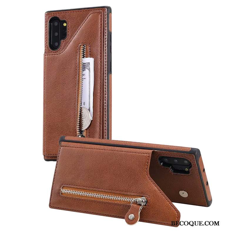 Samsung Galaxy Note 10+ Coque De Téléphone Carte Sac Carte Étui En Cuir Portefeuille