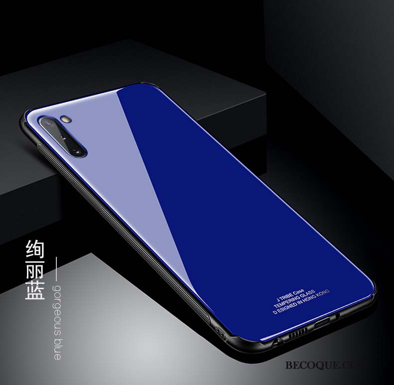 Samsung Galaxy Note 10 Coque De Téléphone Étui Verre Bleu Marque De Tendance