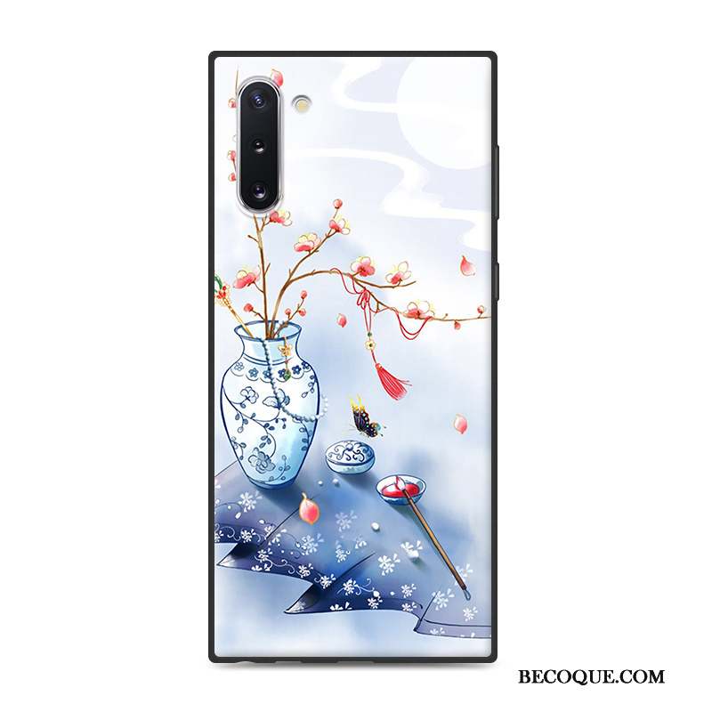 Samsung Galaxy Note 10 Coque Incassable Art Protection Vintage Étui Bleu