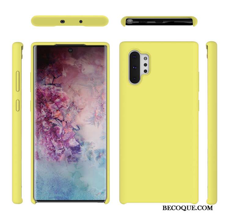 Samsung Galaxy Note 10+ Couleur Unie Jaune Silicone Tendance Coque De Téléphone