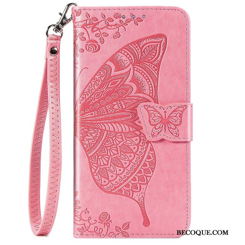 Samsung Galaxy Note 10 Lite Coque Fleur Rose Protection Papillon Clamshell Étui En Cuir