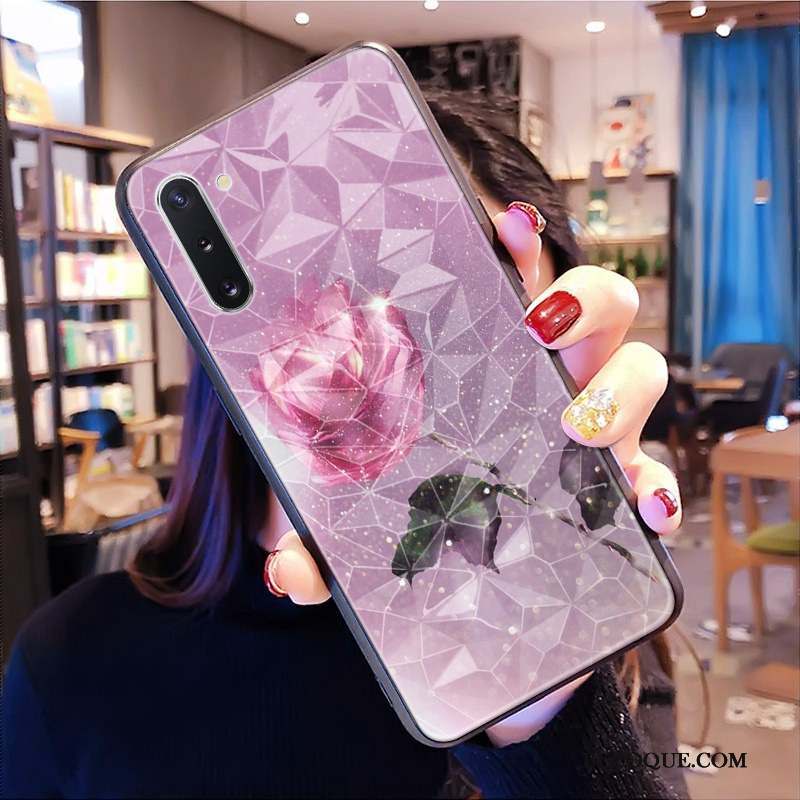 Samsung Galaxy Note 10 Losange Rose Coque De Téléphone Étui Net Rouge Modèle Fleurie