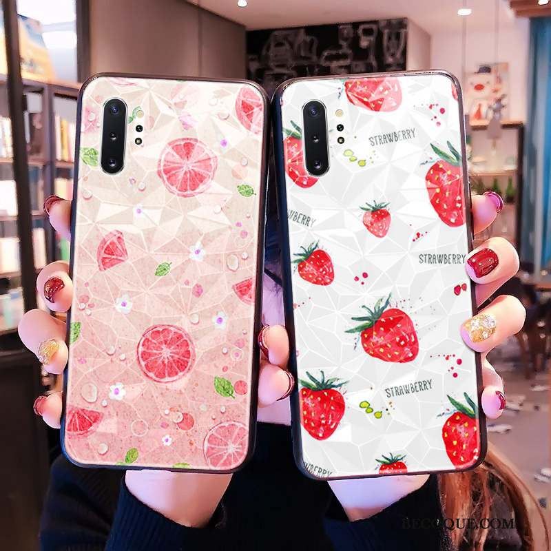 Samsung Galaxy Note 10+ Modèle Fleurie Tout Compris Petit Rose Frais Coque De Téléphone