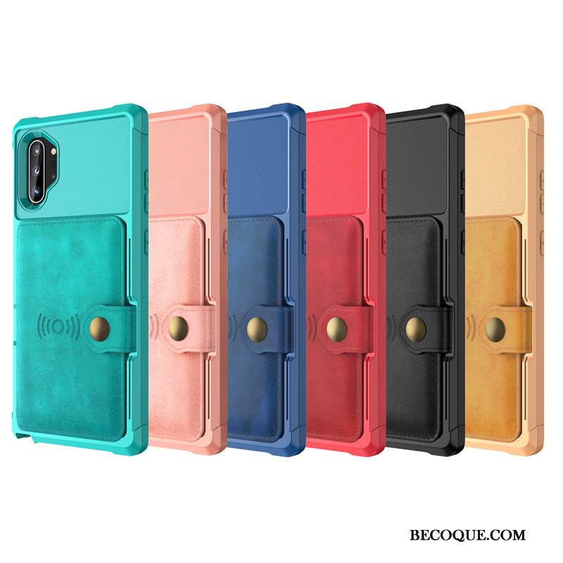 Samsung Galaxy Note 10+ Protection Étui Sac Carte À Bord Magnétisme Coque De Téléphone