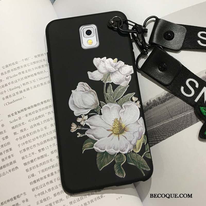 Samsung Galaxy Note 3 Coque Tendance Frais Fleurs Noir Petit Protection