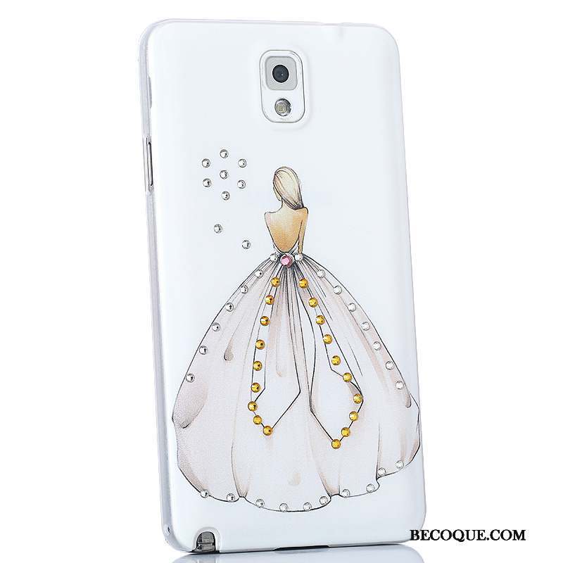 Samsung Galaxy Note 3 Téléphone Portable Coque De Téléphone Blanc Couvercle Arrière Strass Créatif