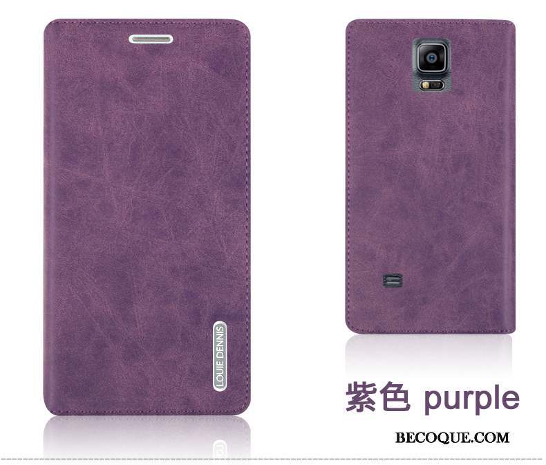Samsung Galaxy Note 4 Coque De Téléphone Étui En Cuir Durable Protection Violet Clamshell