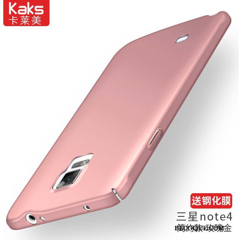 Samsung Galaxy Note 4 Coque Difficile Silicone Or Rose Protection Étui Délavé En Daim