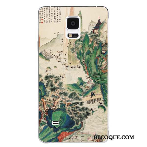 Samsung Galaxy Note 4 Coque Oiseau Prune Style Chinois Étui Téléphone Portable Fluide Doux