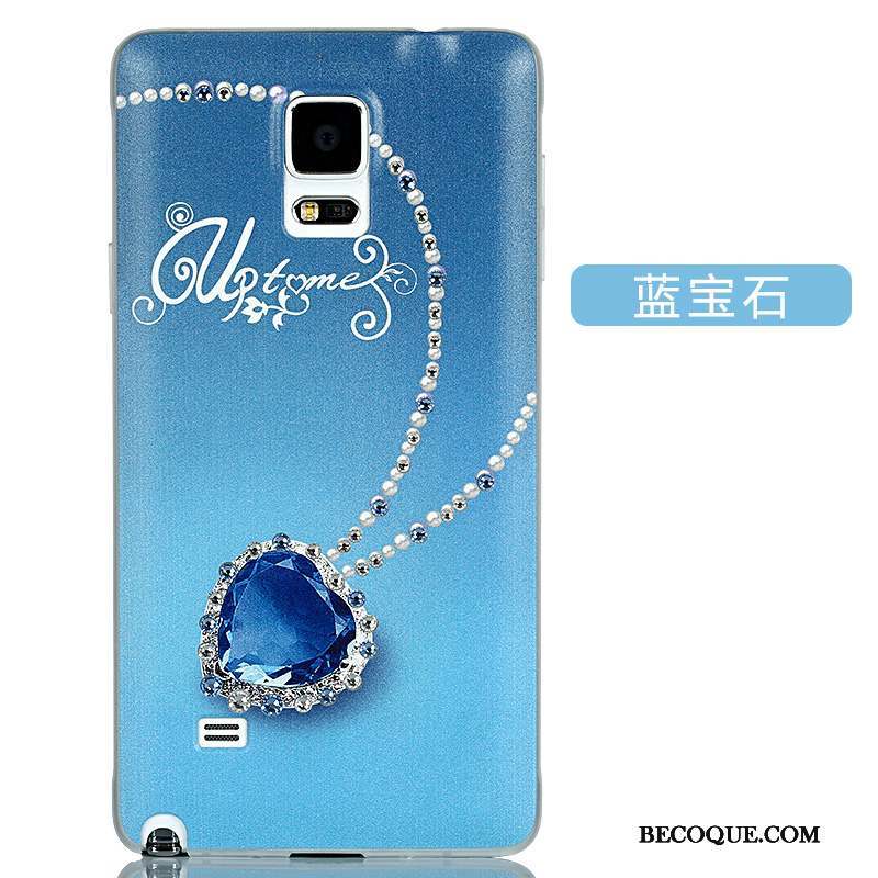 Samsung Galaxy Note 4 Coque Très Mince Strass Dessin Animé Bleu Délavé En Daim Étui