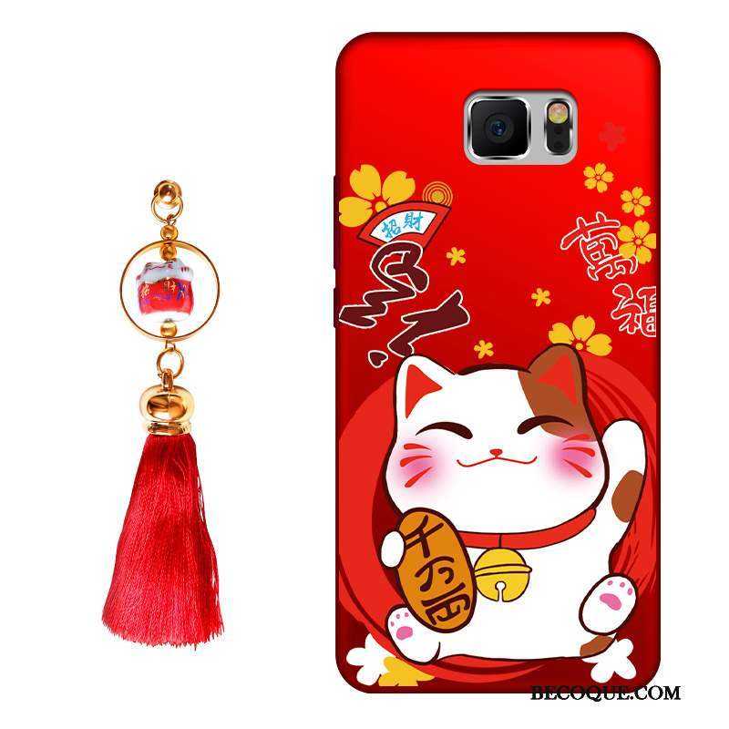 Samsung Galaxy Note 5 Coque Silicone Nouveau Rouge Étui Chat Incassable