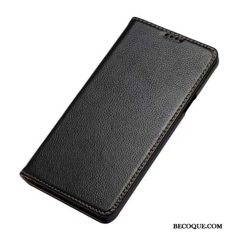 Samsung Galaxy Note 5 Housse Cuir Véritable Protection Noir Coque De Téléphone Étui
