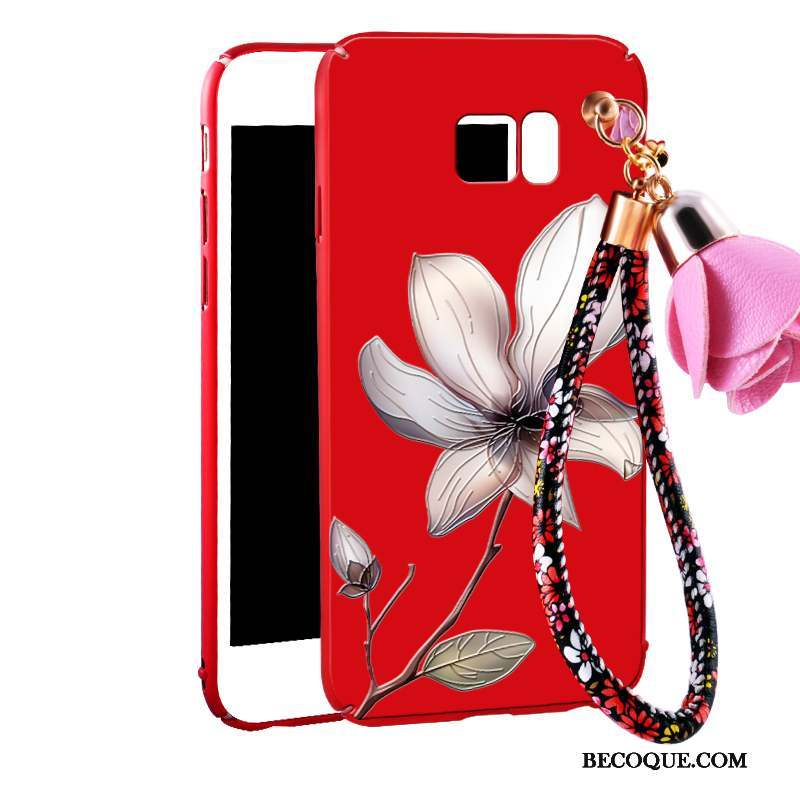 Samsung Galaxy Note 5 Ornements Suspendus Délavé En Daim Téléphone Portable Coque De Téléphone Étui Rouge
