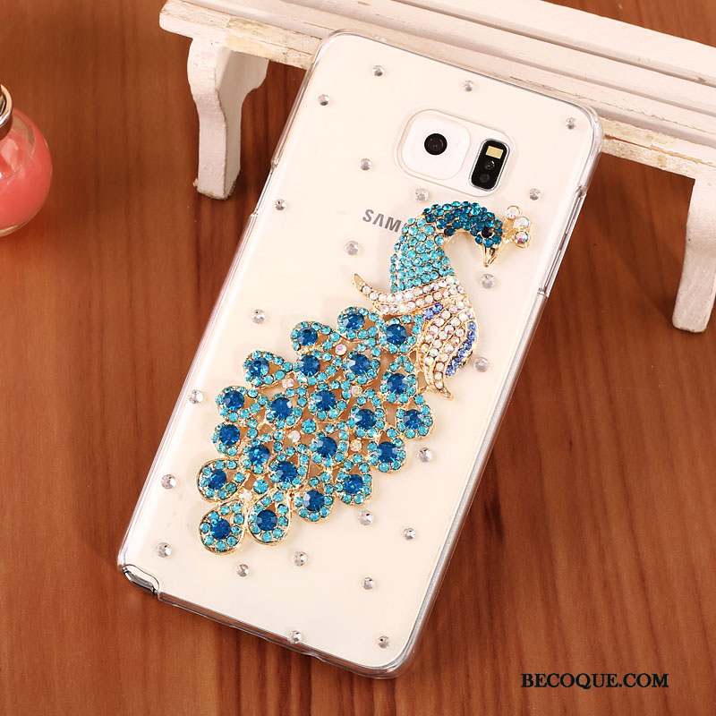 Samsung Galaxy Note 5 Strass Difficile Étui Transparent Bleu Coque