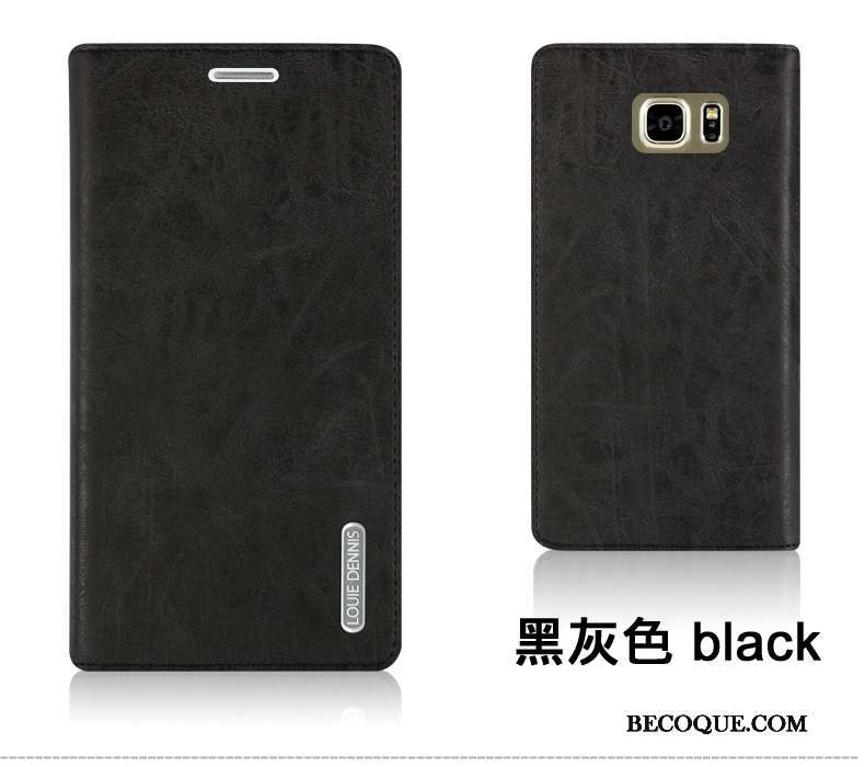 Samsung Galaxy Note 5 Étui En Cuir Téléphone Portable Noir Coque De Téléphone Clamshell