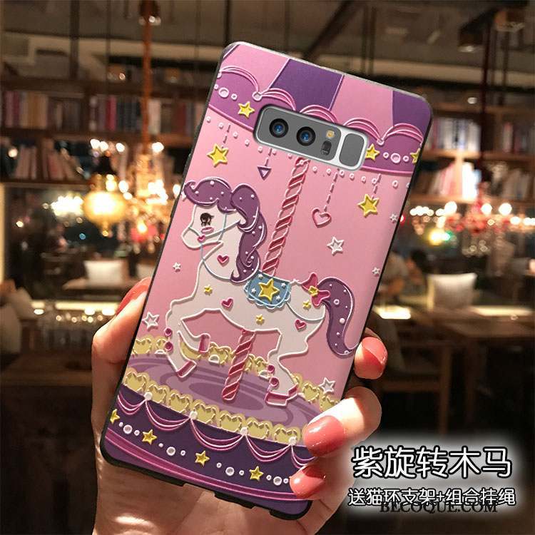 Samsung Galaxy Note 8 Coque Charmant Dessin Animé Violet Ornements Suspendus Étui