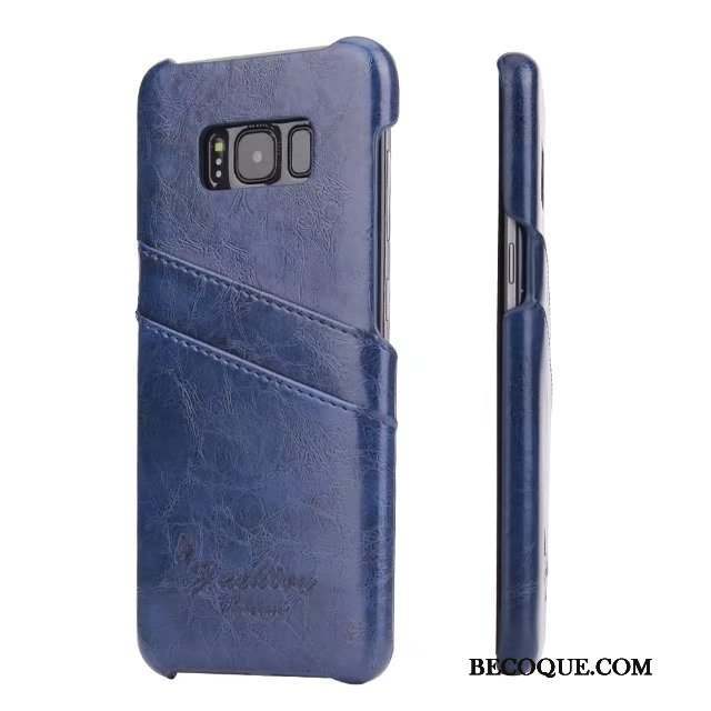 Samsung Galaxy Note 8 Coque Couvercle Arrière Étui Étui En Cuir Téléphone Portable Cuir Véritable Bleu