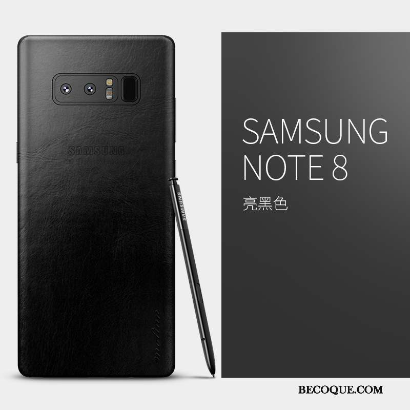 Samsung Galaxy Note 8 Coque De Téléphone Cuir Véritable Créatif Étui Noir Tout Compris