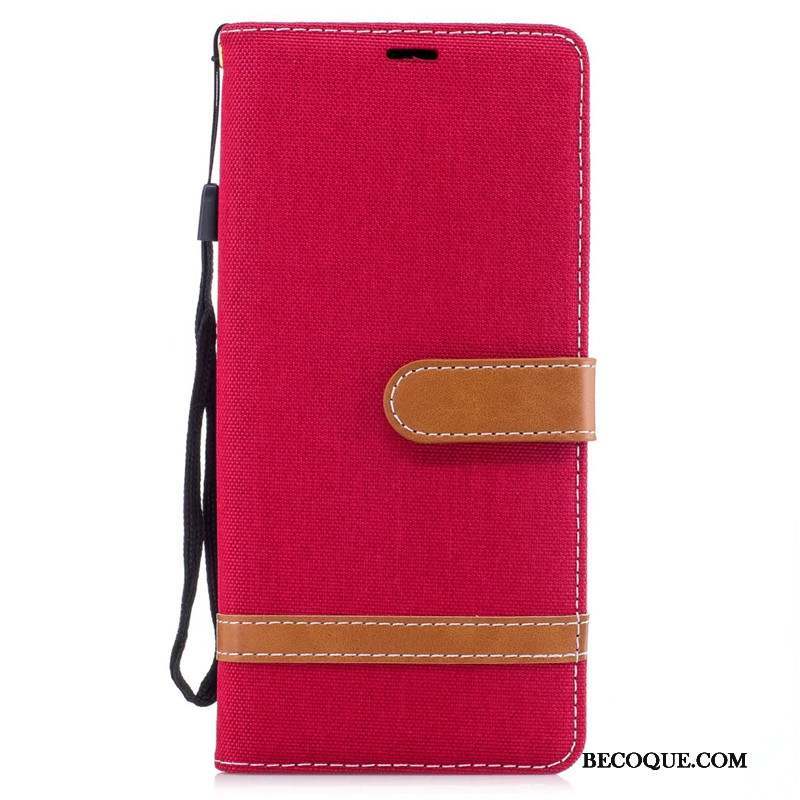 Samsung Galaxy Note 8 Coque En Denim Tout Compris Protection Tendance Rouge Clamshell