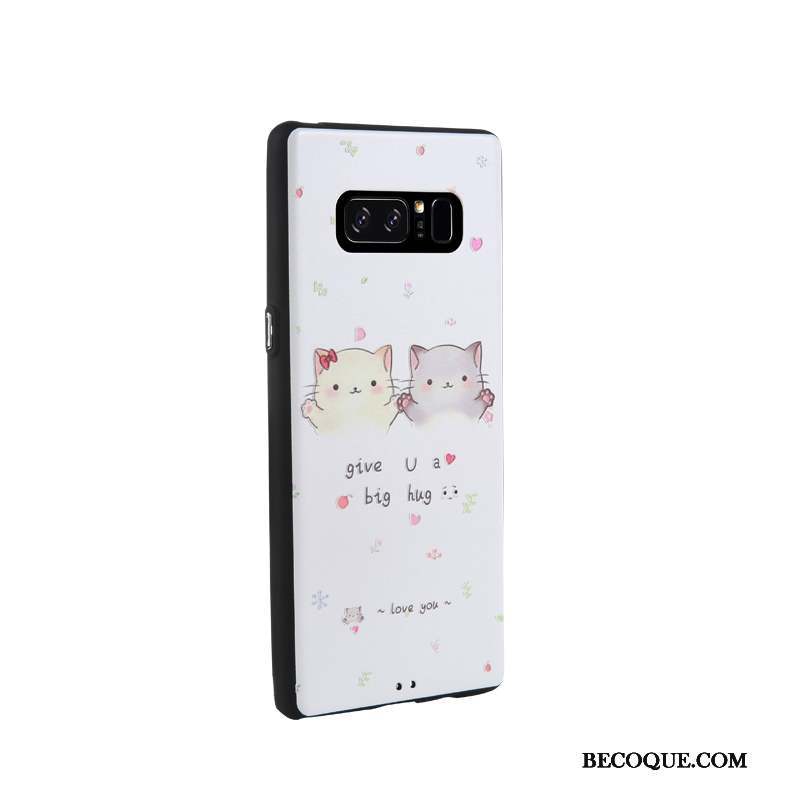 Samsung Galaxy Note 8 Coque Fluide Doux Étui Dessin Animé Peinture Blanc Gaufrage