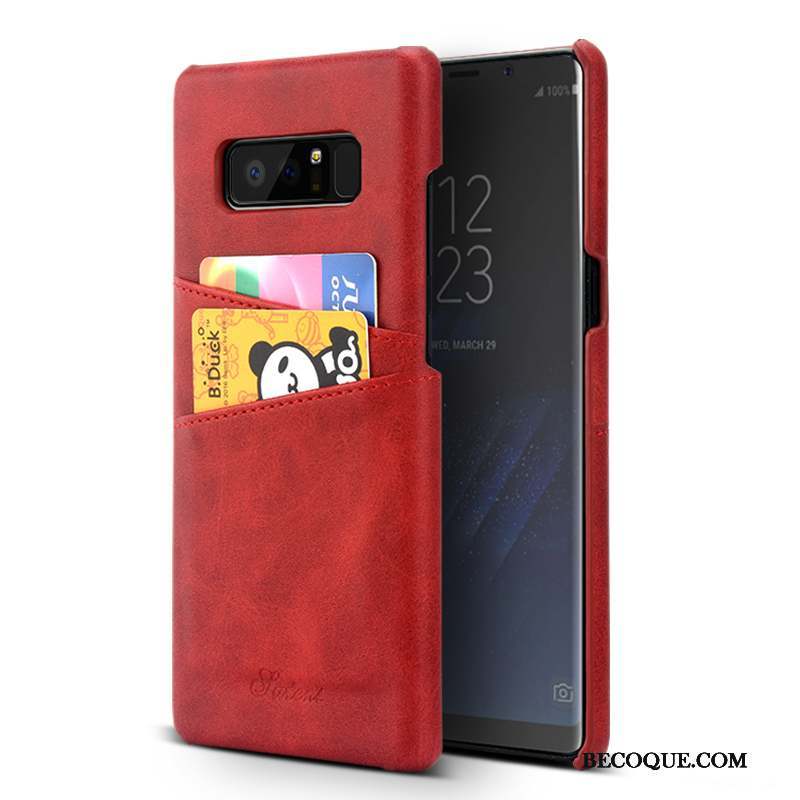 Samsung Galaxy Note 8 Coque Étui Business Portefeuille Cuir Rouge Vintage