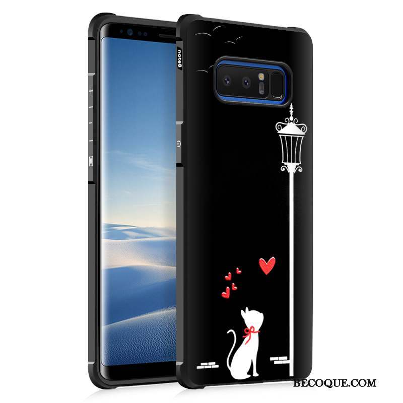 Samsung Galaxy Note 8 Créatif Noir Tendance Dessin Animé Délavé En Daim Coque De Téléphone
