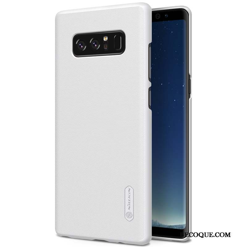 Samsung Galaxy Note 8 Délavé En Daim Étui Protection Coque Blanc Difficile